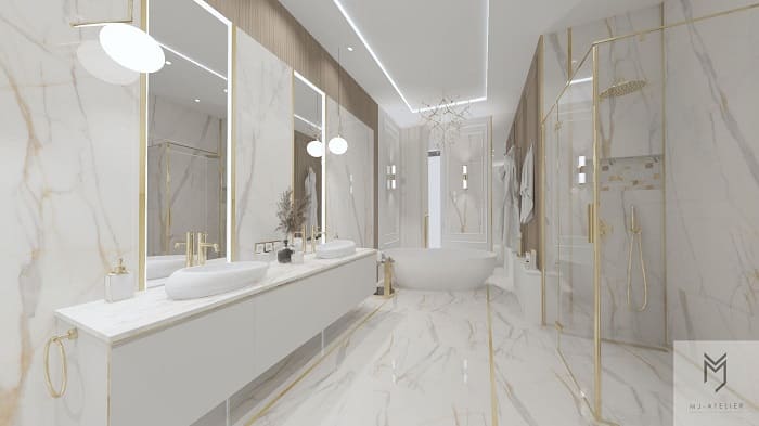 Willa floryda - projektowanie łazienki przez MJ Atelier